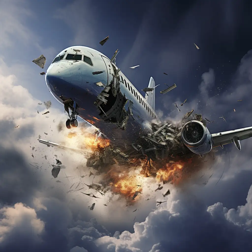 Dreaming about a plane crash - image shows the plane on fire mid-air