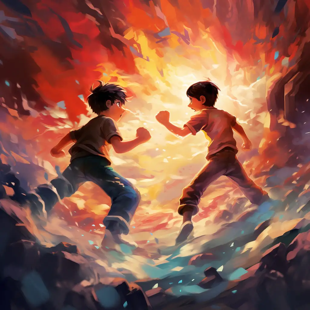 Image of two boys getting ready to fight to depict dreams about fighting