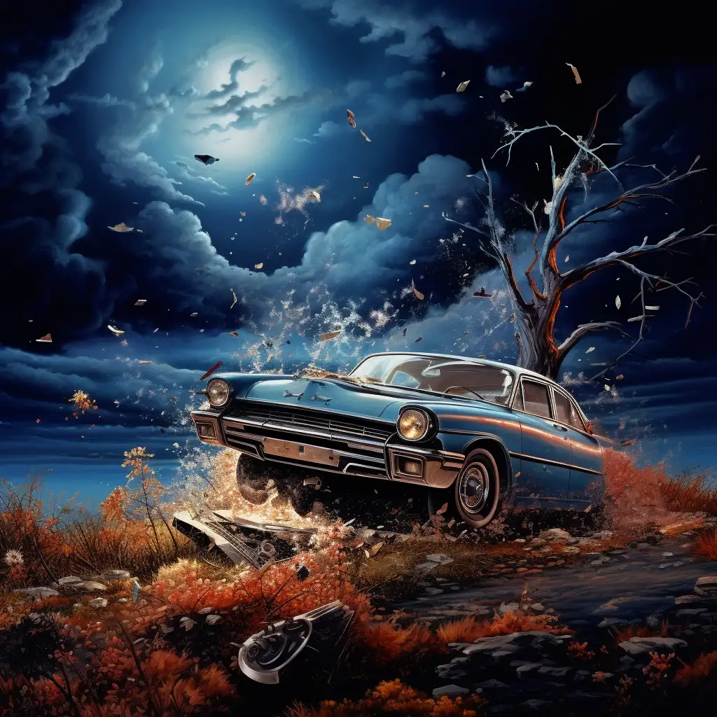 image depicting a dream of a car crashing into a tree