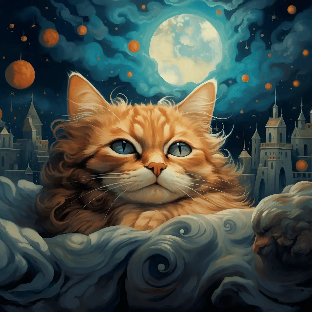 an image of a cat with the moon in the background