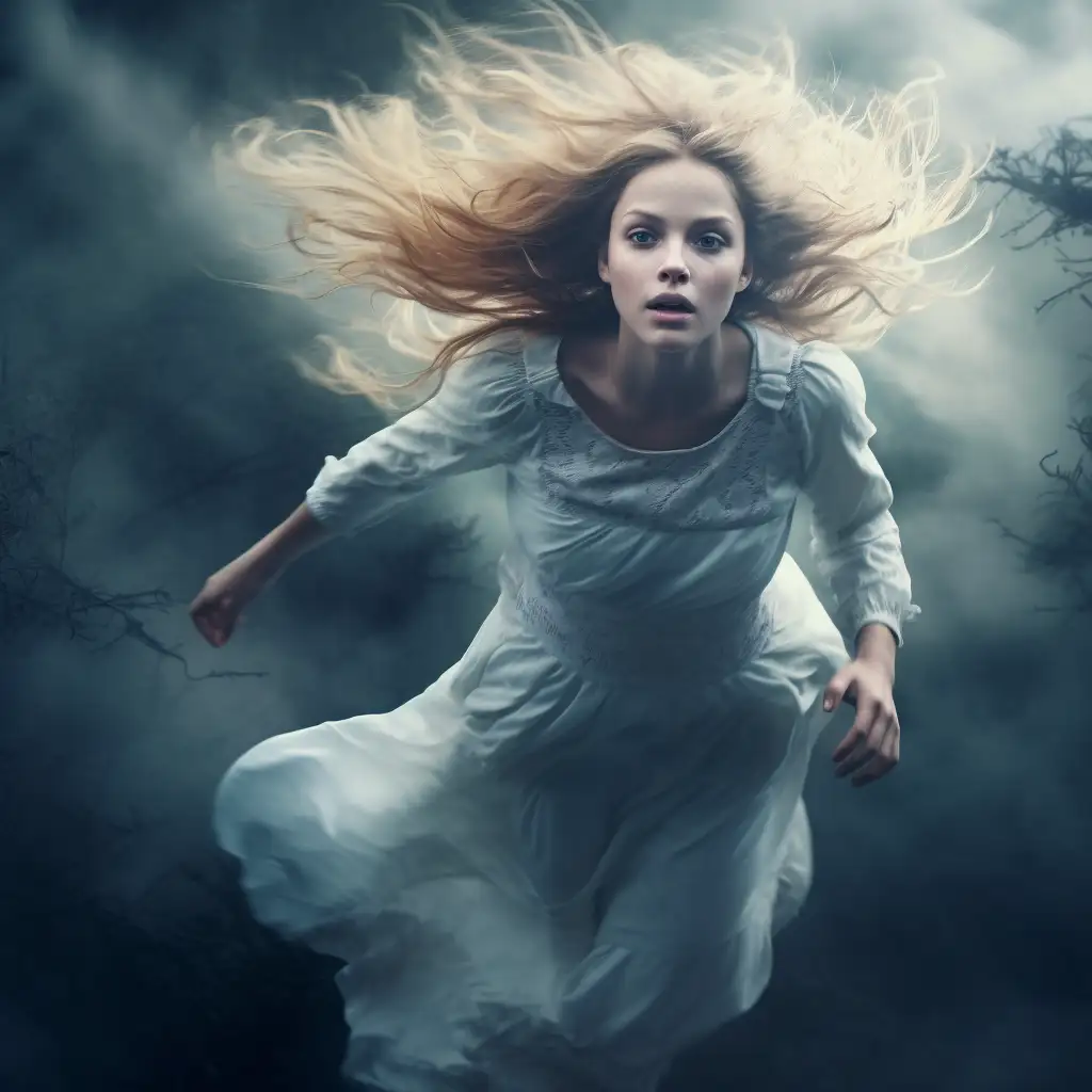 image showing a woman running to depict a dream about kidnapping