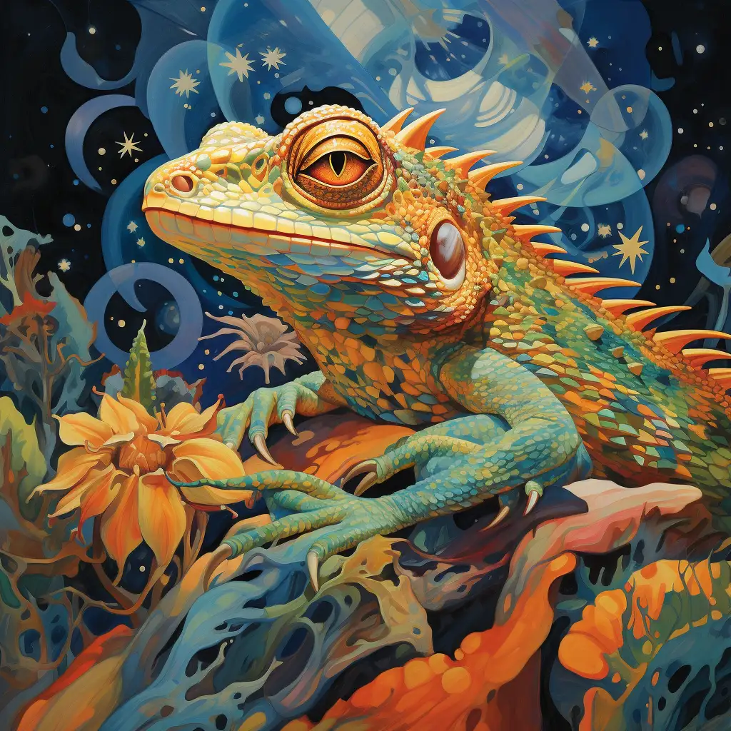 colorful image of a lizard depicting dreams of lizards