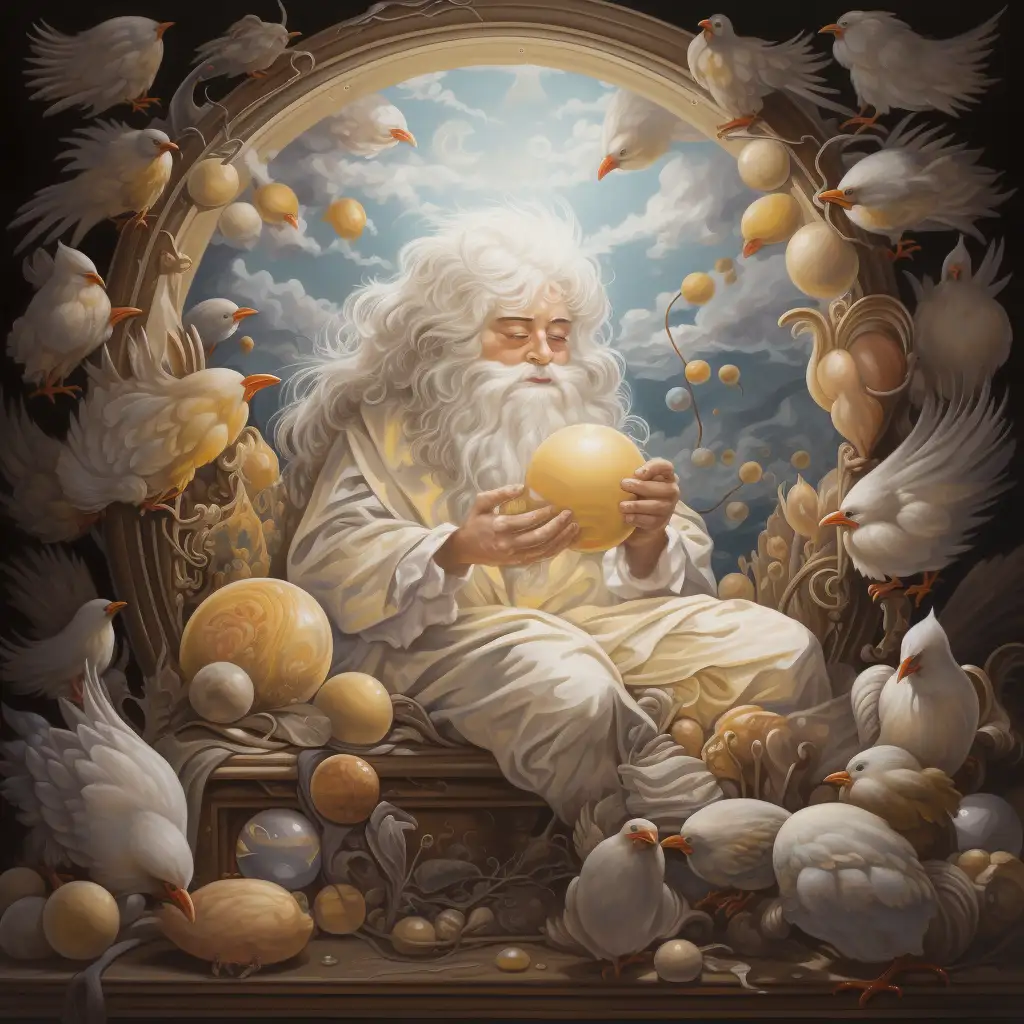 dream about eggs. image shows an old man holding an egg