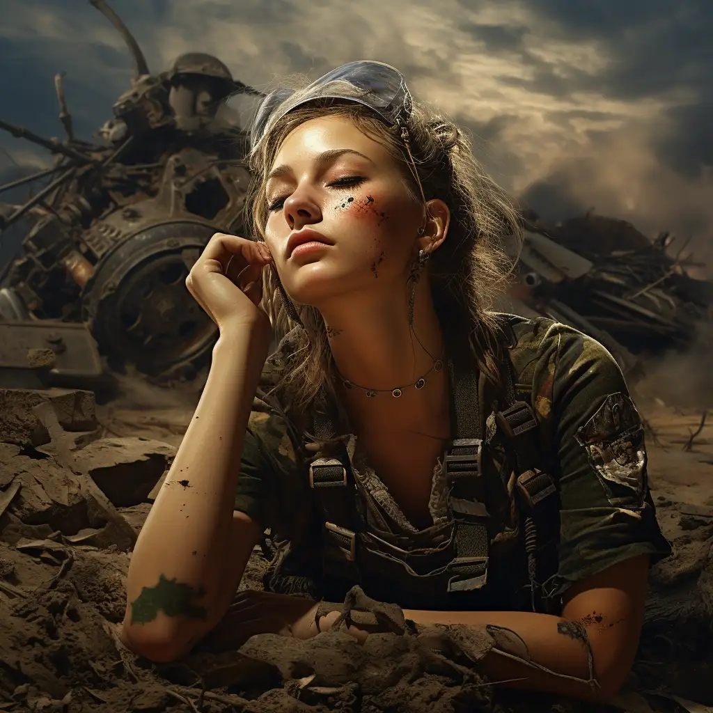 woman asleep dreaming about war