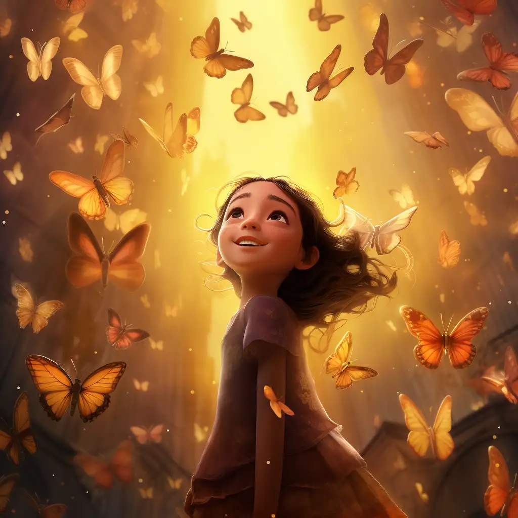 girl surrounded by butterflies to depict a dream about butterflies